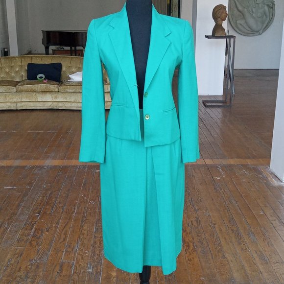 70s Vintage Teal 2pc suit - Picture 11 of 11